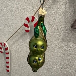 “2 Peas in a Pod” Whimsical Green Pea Pod Ornament